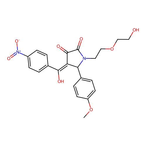 (4E)-1-[2-(2-hydroxyethoxy)ethyl]-4-[hydroxy(4-nitrophenyl)methylidene]-5-(4-methoxyphenyl)pyrrolidine-2,3-dione structure