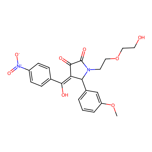(4E)-1-[2-(2-hydroxyethoxy)ethyl]-4-[hydroxy(4-nitrophenyl)methylidene]-5-(3-methoxyphenyl)pyrrolidine-2,3-dione structure