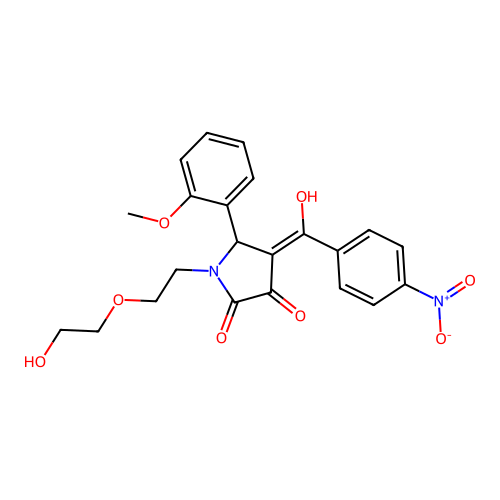 (4E)-1-[2-(2-hydroxyethoxy)ethyl]-4-[hydroxy(4-nitrophenyl)methylidene]-5-(2-methoxyphenyl)pyrrolidine-2,3-dione structure