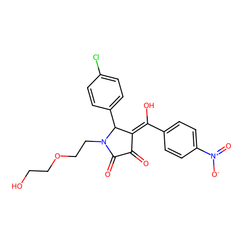 (4E)-5-(4-chlorophenyl)-1-[2-(2-hydroxyethoxy)ethyl]-4-[hydroxy(4-nitrophenyl)methylidene]pyrrolidine-2,3-dione structure