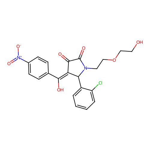 (4E)-5-(2-chlorophenyl)-1-[2-(2-hydroxyethoxy)ethyl]-4-[hydroxy(4-nitrophenyl)methylidene]pyrrolidine-2,3-dione structure
