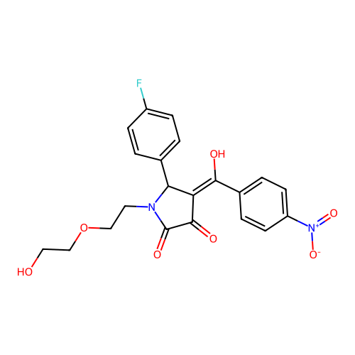 (4E)-5-(4-fluorophenyl)-1-[2-(2-hydroxyethoxy)ethyl]-4-[hydroxy(4-nitrophenyl)methylidene]pyrrolidine-2,3-dione structure