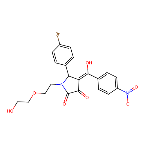 (4E)-5-(4-bromophenyl)-1-[2-(2-hydroxyethoxy)ethyl]-4-[hydroxy(4-nitrophenyl)methylidene]pyrrolidine-2,3-dione structure