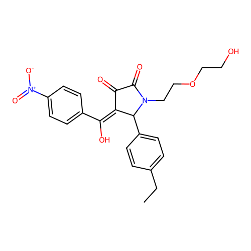 (4E)-5-(4-ethylphenyl)-1-[2-(2-hydroxyethoxy)ethyl]-4-[hydroxy(4-nitrophenyl)methylidene]pyrrolidine-2,3-dione structure