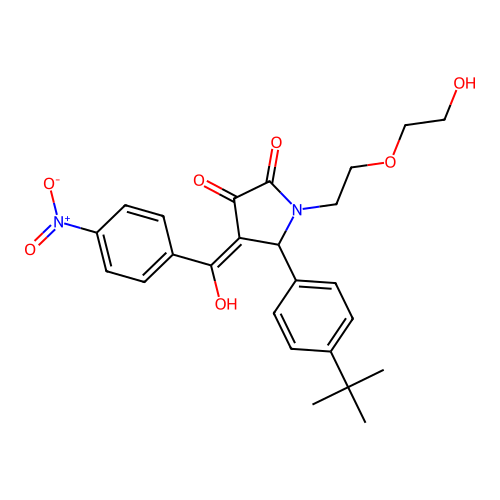 (4E)-5-(4-tert-butylphenyl)-1-[2-(2-hydroxyethoxy)ethyl]-4-[hydroxy(4-nitrophenyl)methylidene]pyrrolidine-2,3-dione structure