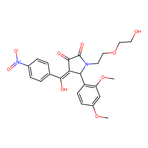 (4E)-5-(2,4-dimethoxyphenyl)-1-[2-(2-hydroxyethoxy)ethyl]-4-[hydroxy(4-nitrophenyl)methylidene]pyrrolidine-2,3-dione structure