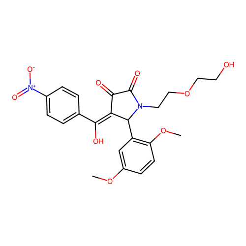 (4E)-5-(2,5-dimethoxyphenyl)-1-[2-(2-hydroxyethoxy)ethyl]-4-[hydroxy(4-nitrophenyl)methylidene]pyrrolidine-2,3-dione structure