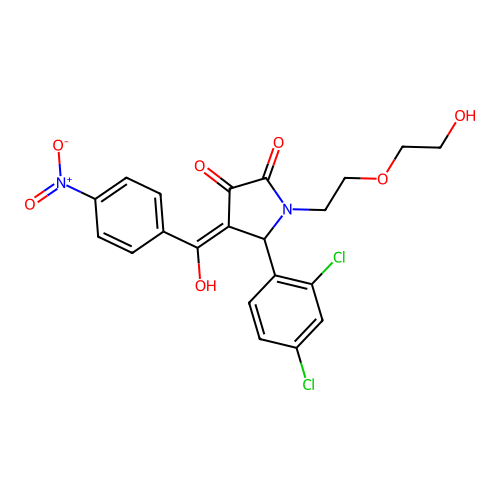 (4E)-5-(2,4-dichlorophenyl)-1-[2-(2-hydroxyethoxy)ethyl]-4-[hydroxy(4-nitrophenyl)methylidene]pyrrolidine-2,3-dione structure