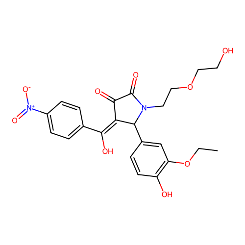 (4E)-5-(3-ethoxy-4-hydroxyphenyl)-1-[2-(2-hydroxyethoxy)ethyl]-4-[hydroxy(4-nitrophenyl)methylidene]pyrrolidine-2,3-dione structure