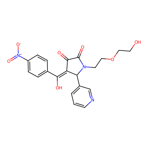 (4E)-1-[2-(2-hydroxyethoxy)ethyl]-4-[hydroxy(4-nitrophenyl)methylidene]-5-(pyridin-3-yl)pyrrolidine-2,3-dione structure