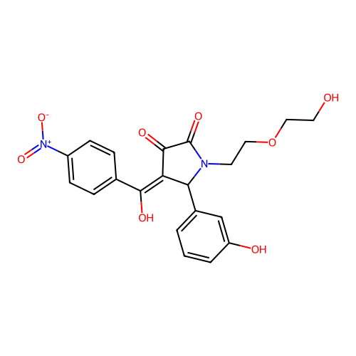(4E)-1-[2-(2-hydroxyethoxy)ethyl]-4-[hydroxy(4-nitrophenyl)methylidene]-5-(3-hydroxyphenyl)pyrrolidine-2,3-dione structure
