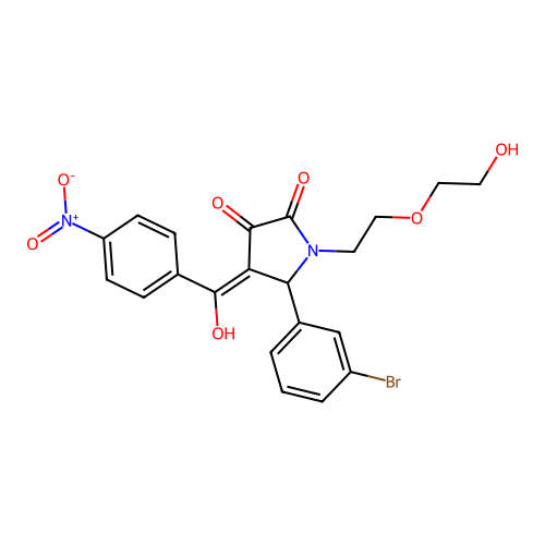(4E)-5-(3-bromophenyl)-1-[2-(2-hydroxyethoxy)ethyl]-4-[hydroxy(4-nitrophenyl)methylidene]pyrrolidine-2,3-dione structure