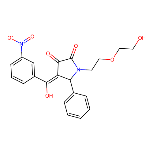 (4E)-1-[2-(2-hydroxyethoxy)ethyl]-4-[hydroxy(3-nitrophenyl)methylidene]-5-phenylpyrrolidine-2,3-dione structure