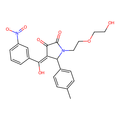 (4E)-1-[2-(2-hydroxyethoxy)ethyl]-4-[hydroxy(3-nitrophenyl)methylidene]-5-(4-methylphenyl)pyrrolidine-2,3-dione structure