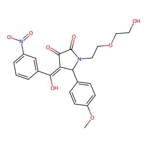 (4E)-1-[2-(2-hydroxyethoxy)ethyl]-4-[hydroxy(3-nitrophenyl)methylidene]-5-(4-methoxyphenyl)pyrrolidine-2,3-dione structure