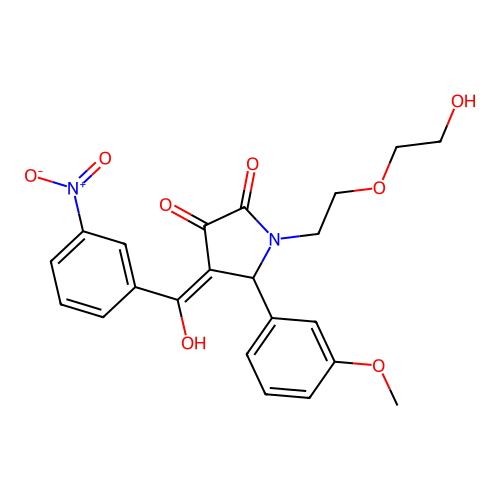 (4E)-1-[2-(2-hydroxyethoxy)ethyl]-4-[hydroxy(3-nitrophenyl)methylidene]-5-(3-methoxyphenyl)pyrrolidine-2,3-dione structure