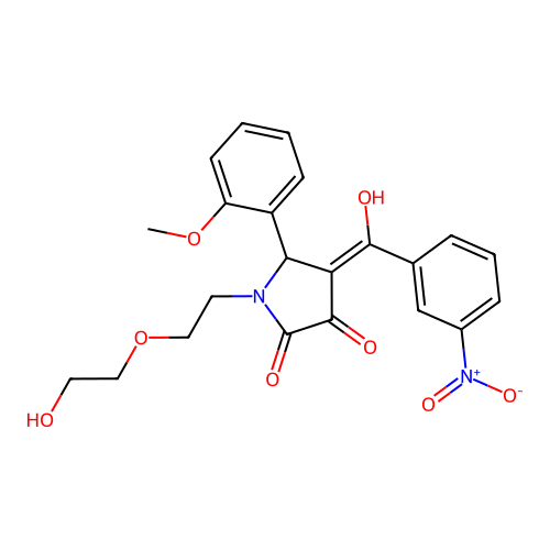 (4E)-1-[2-(2-hydroxyethoxy)ethyl]-4-[hydroxy(3-nitrophenyl)methylidene]-5-(2-methoxyphenyl)pyrrolidine-2,3-dione structure