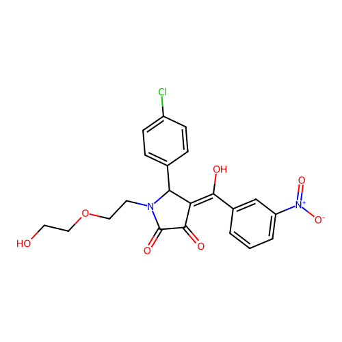 (4E)-5-(4-chlorophenyl)-1-[2-(2-hydroxyethoxy)ethyl]-4-[hydroxy(3-nitrophenyl)methylidene]pyrrolidine-2,3-dione structure