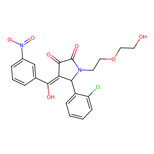 (4E)-5-(2-chlorophenyl)-1-[2-(2-hydroxyethoxy)ethyl]-4-[hydroxy(3-nitrophenyl)methylidene]pyrrolidine-2,3-dione structure