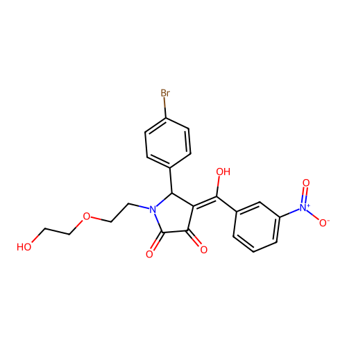 (4E)-5-(4-bromophenyl)-1-[2-(2-hydroxyethoxy)ethyl]-4-[hydroxy(3-nitrophenyl)methylidene]pyrrolidine-2,3-dione structure