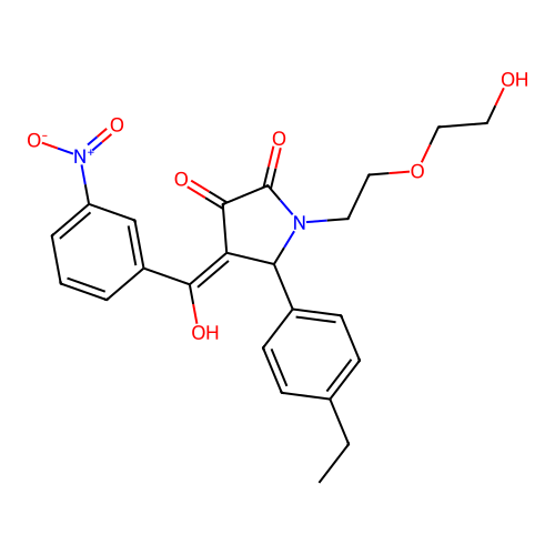 (4E)-5-(4-ethylphenyl)-1-[2-(2-hydroxyethoxy)ethyl]-4-[hydroxy(3-nitrophenyl)methylidene]pyrrolidine-2,3-dione structure