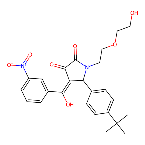 (4E)-5-(4-tert-butylphenyl)-1-[2-(2-hydroxyethoxy)ethyl]-4-[hydroxy(3-nitrophenyl)methylidene]pyrrolidine-2,3-dione structure