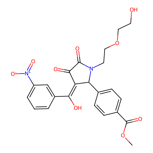 methyl 4-[(3E)-1-[2-(2-hydroxyethoxy)ethyl]-3-[hydroxy-(3-nitrophenyl)methylidene]-4,5-dioxopyrrolidin-2-yl]benzoate structure