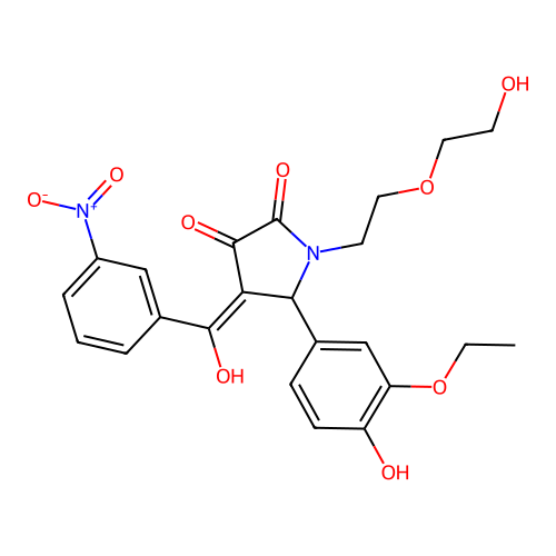 (4E)-5-(3-ethoxy-4-hydroxyphenyl)-1-[2-(2-hydroxyethoxy)ethyl]-4-[hydroxy(3-nitrophenyl)methylidene]pyrrolidine-2,3-dione structure