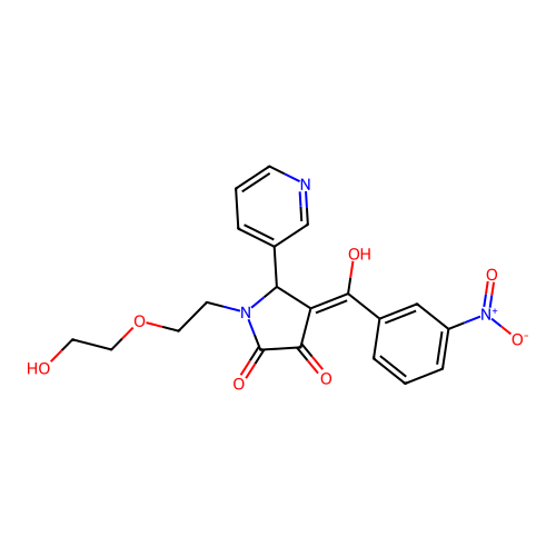 (4E)-1-[2-(2-hydroxyethoxy)ethyl]-4-[hydroxy(3-nitrophenyl)methylidene]-5-(pyridin-3-yl)pyrrolidine-2,3-dione structure