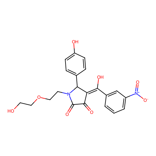 (4E)-1-[2-(2-hydroxyethoxy)ethyl]-4-[hydroxy(3-nitrophenyl)methylidene]-5-(4-hydroxyphenyl)pyrrolidine-2,3-dione structure