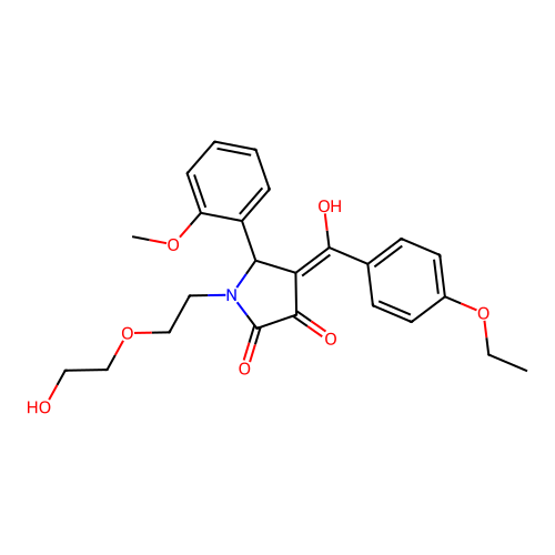 (4E)-4-[(4-ethoxyphenyl)(hydroxy)methylidene]-1-[2-(2-hydroxyethoxy)ethyl]-5-(2-methoxyphenyl)pyrrolidine-2,3-dione structure