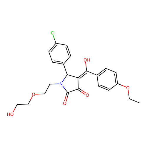 (4E)-5-(4-chlorophenyl)-4-[(4-ethoxyphenyl)(hydroxy)methylidene]-1-[2-(2-hydroxyethoxy)ethyl]pyrrolidine-2,3-dione structure