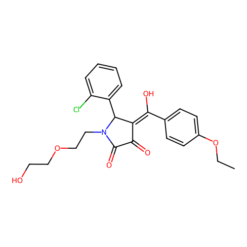 (4E)-5-(2-chlorophenyl)-4-[(4-ethoxyphenyl)(hydroxy)methylidene]-1-[2-(2-hydroxyethoxy)ethyl]pyrrolidine-2,3-dione structure