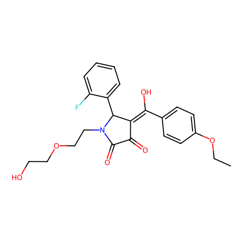 (4E)-4-[(4-ethoxyphenyl)(hydroxy)methylidene]-5-(2-fluorophenyl)-1-[2-(2-hydroxyethoxy)ethyl]pyrrolidine-2,3-dione structure