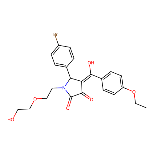(4E)-5-(4-bromophenyl)-4-[(4-ethoxyphenyl)(hydroxy)methylidene]-1-[2-(2-hydroxyethoxy)ethyl]pyrrolidine-2,3-dione structure
