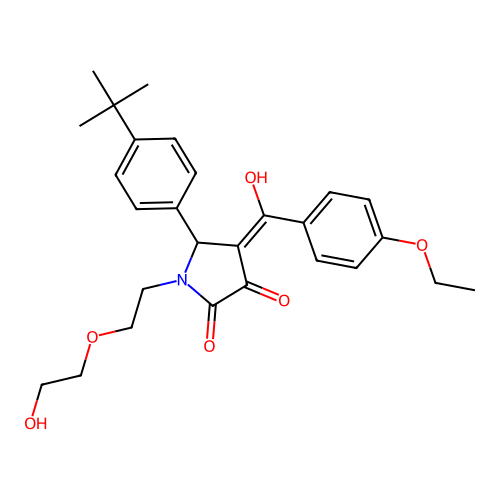 (4E)-5-(4-tert-butylphenyl)-4-[(4-ethoxyphenyl)(hydroxy)methylidene]-1-[2-(2-hydroxyethoxy)ethyl]pyrrolidine-2,3-dione structure
