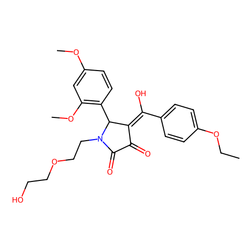 (4E)-5-(2,4-dimethoxyphenyl)-4-[(4-ethoxyphenyl)(hydroxy)methylidene]-1-[2-(2-hydroxyethoxy)ethyl]pyrrolidine-2,3-dione structure