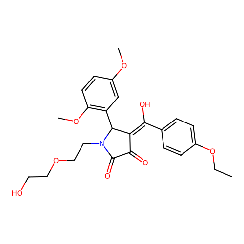 (4E)-5-(2,5-dimethoxyphenyl)-4-[(4-ethoxyphenyl)(hydroxy)methylidene]-1-[2-(2-hydroxyethoxy)ethyl]pyrrolidine-2,3-dione structure