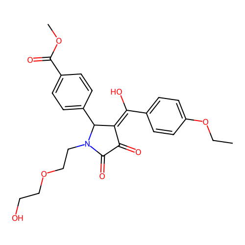 methyl 4-[(3E)-3-[(4-ethoxyphenyl)-hydroxymethylidene]-1-[2-(2-hydroxyethoxy)ethyl]-4,5-dioxopyrrolidin-2-yl]benzoate structure