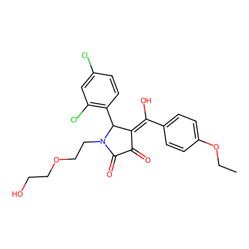 (4E)-5-(2,4-dichlorophenyl)-4-[(4-ethoxyphenyl)(hydroxy)methylidene]-1-[2-(2-hydroxyethoxy)ethyl]pyrrolidine-2,3-dione structure