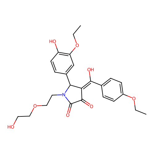 (4E)-5-(3-ethoxy-4-hydroxyphenyl)-4-[(4-ethoxyphenyl)(hydroxy)methylidene]-1-[2-(2-hydroxyethoxy)ethyl]pyrrolidine-2,3-dione structure