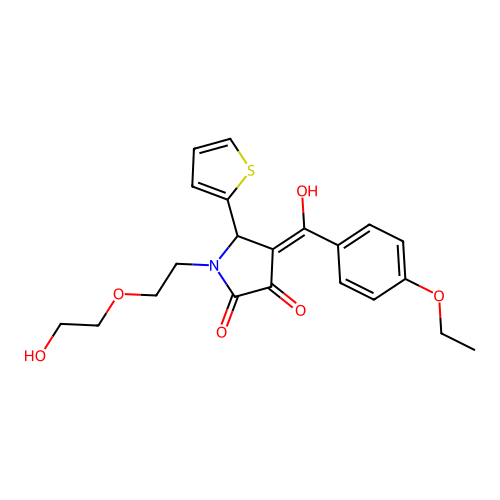 (4E)-4-[(4-ethoxyphenyl)(hydroxy)methylidene]-1-[2-(2-hydroxyethoxy)ethyl]-5-(thiophen-2-yl)pyrrolidine-2,3-dione structure