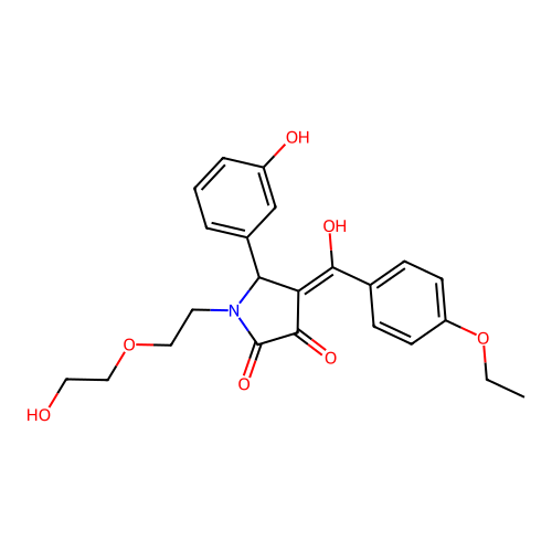 (4E)-4-[(4-ethoxyphenyl)(hydroxy)methylidene]-1-[2-(2-hydroxyethoxy)ethyl]-5-(3-hydroxyphenyl)pyrrolidine-2,3-dione structure
