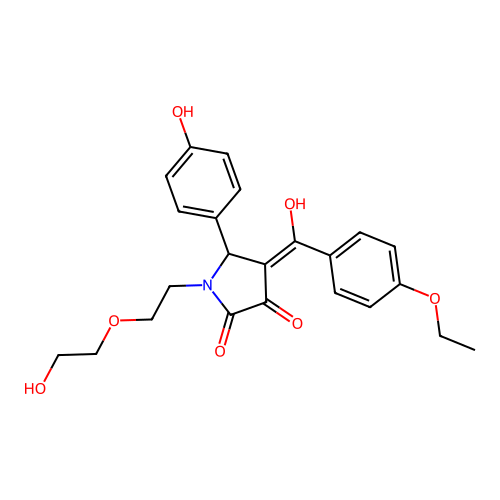 (4E)-4-[(4-ethoxyphenyl)(hydroxy)methylidene]-1-[2-(2-hydroxyethoxy)ethyl]-5-(4-hydroxyphenyl)pyrrolidine-2,3-dione structure