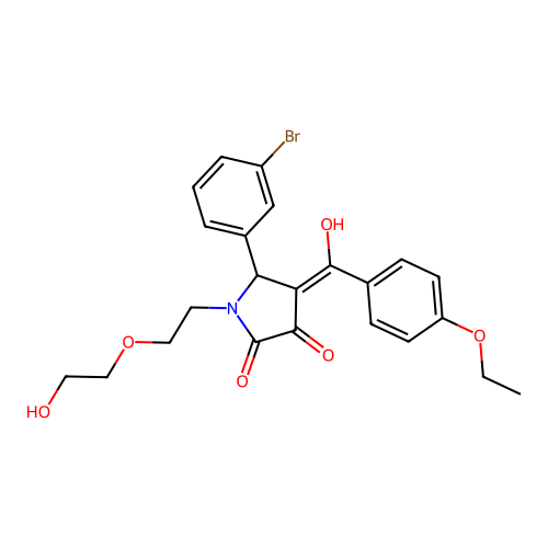 (4E)-5-(3-bromophenyl)-4-[(4-ethoxyphenyl)(hydroxy)methylidene]-1-[2-(2-hydroxyethoxy)ethyl]pyrrolidine-2,3-dione structure