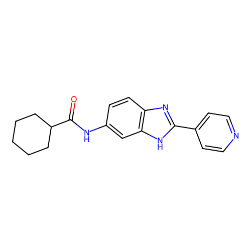 N-[2-(pyridin-4-yl)-1H-benzimidazol-5-yl]cyclohexanecarboxamide structure