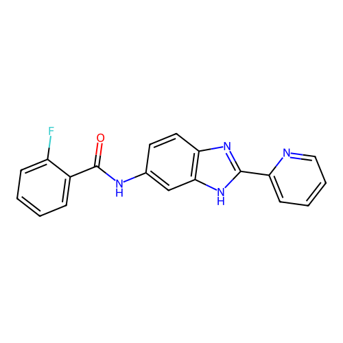 2-fluoro-N-[2-(pyridin-2-yl)-1H-benzimidazol-5-yl]benzamide structure