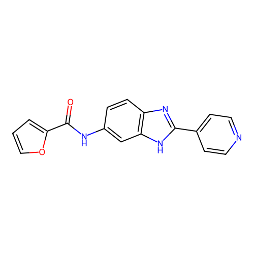 N-[2-(pyridin-4-yl)-1H-benzimidazol-5-yl]furan-2-carboxamide structure
