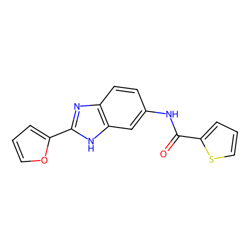 N-[2-(2-furyl)-1H-benzimidazol-5-yl]-2-thiophenecarboxamide structure