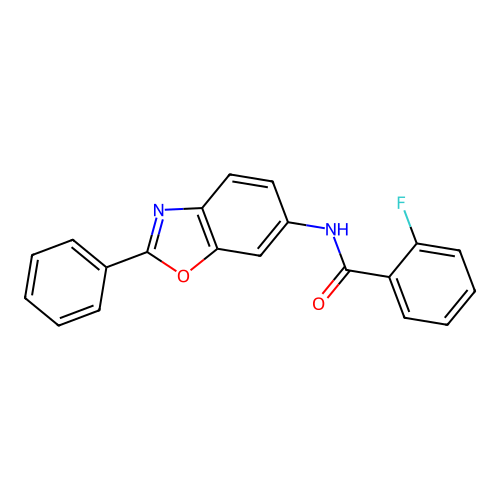 2-fluoro-N-(2-phenyl-1,3-benzoxazol-6-yl)benzamide structure